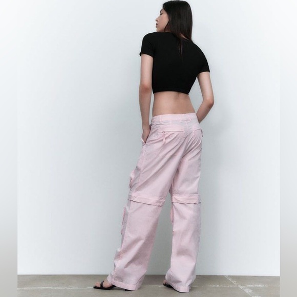Zara Pink Convertible Cargo Pants Size 26 (US 2) - Picture 2 of 8